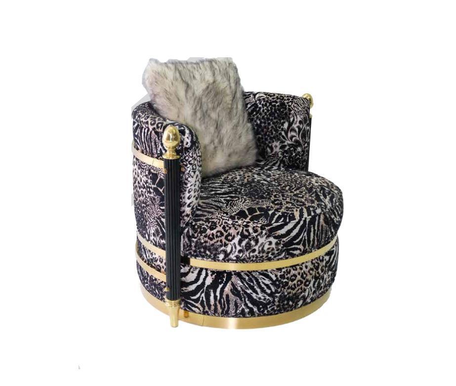 Luxury zebra fabric lounge chair club furniture living room single seaters