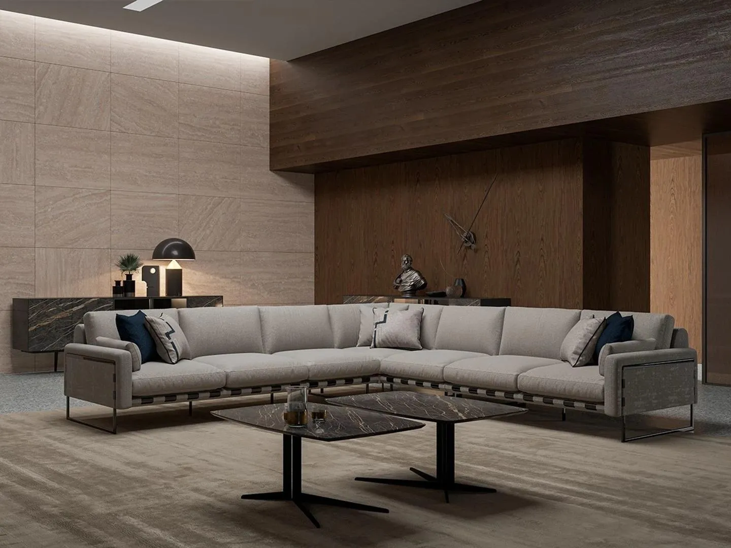 Living room complete 3-piece corner sofa L shape 2x coffee table