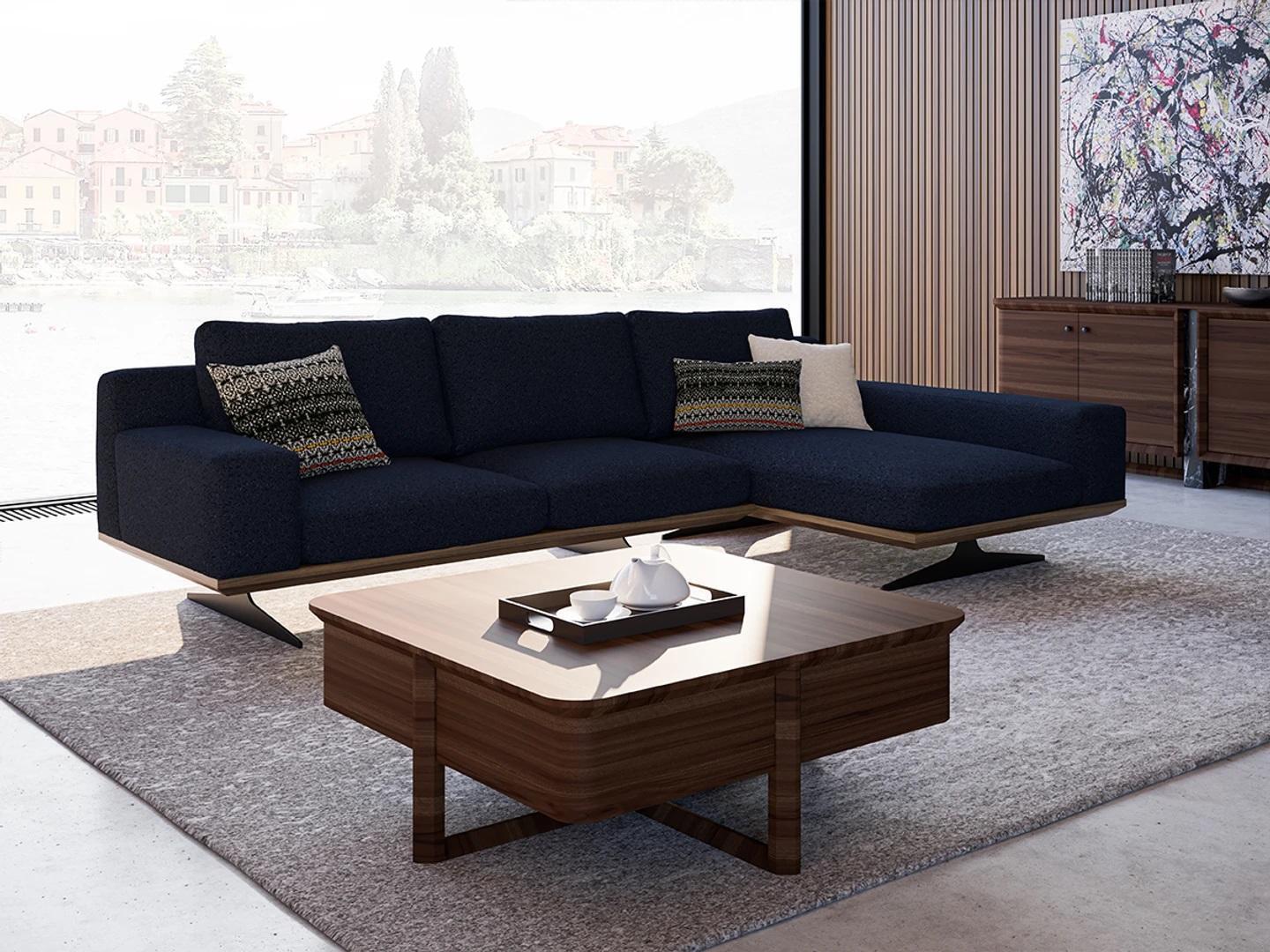 Luxury modern designer corner sofa L-shaped set Relax upholstered sofa living room