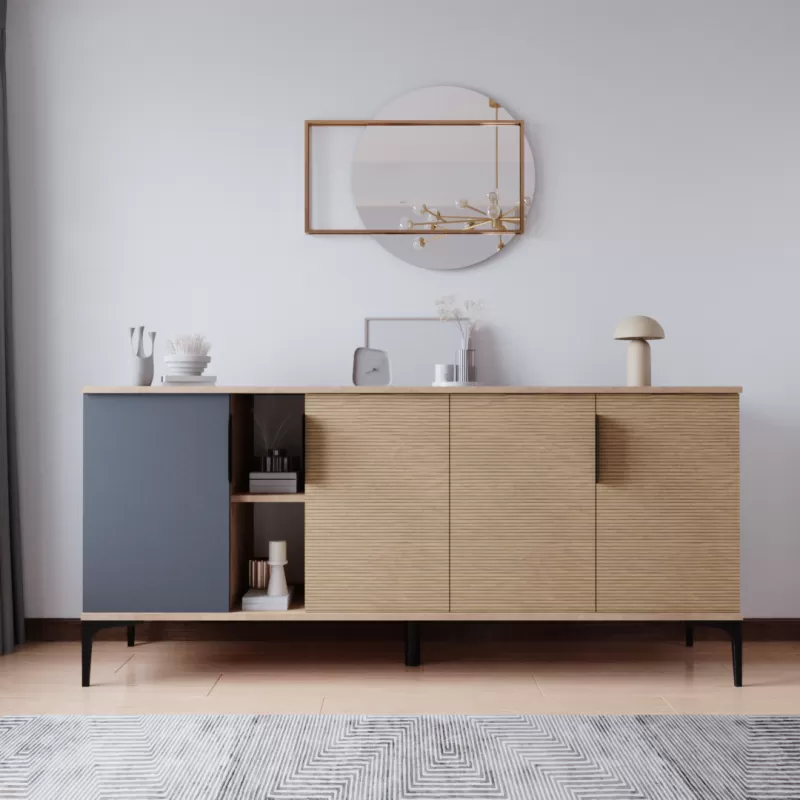 Brown Grey Light Modern Rectangular Sideboard Living Room Luxury Design