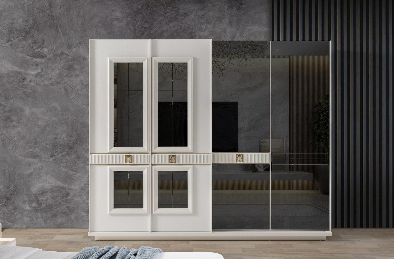 Robust white closet Bedroom Designer wardrobe Glass wardrobe
