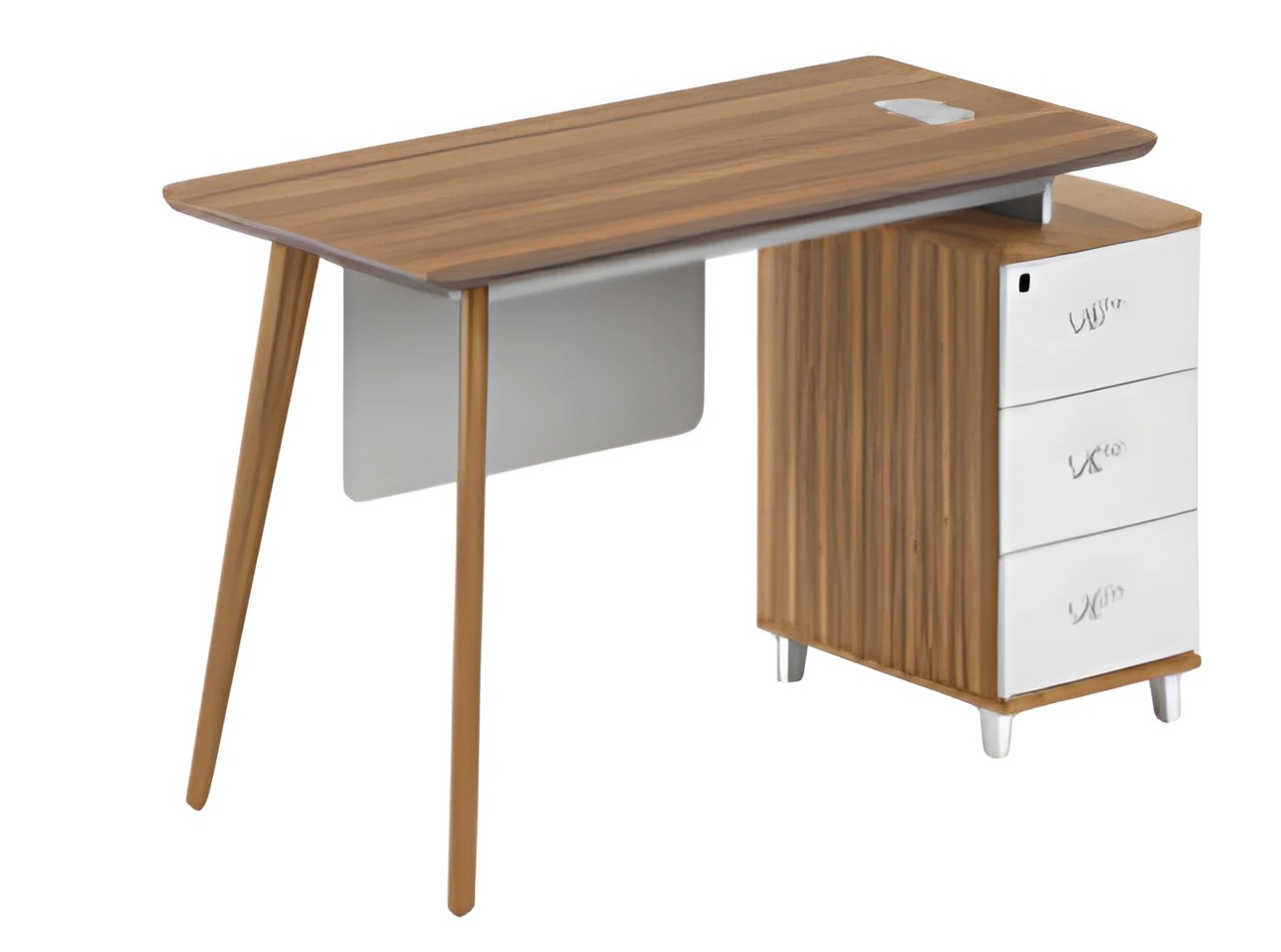 Modern desk made of wood with storage and elegant white drawers
