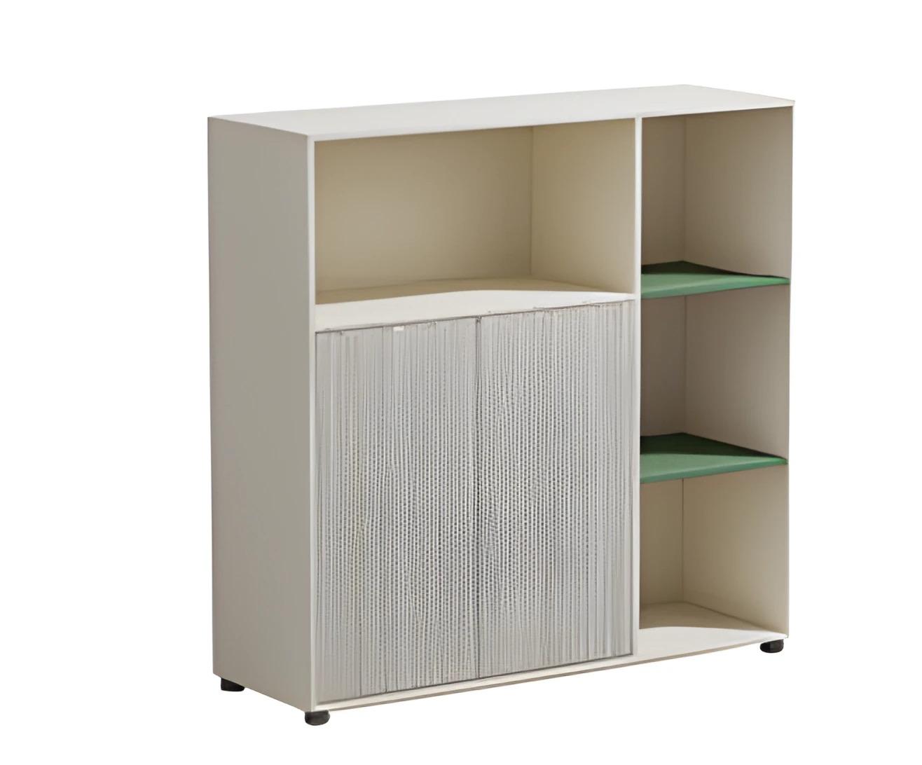 Modular office cabinet beige with storage and shelves for modern office design