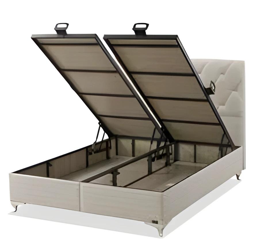 White textile-wood bed in modern design