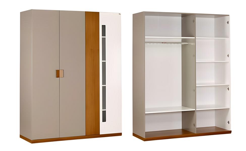 Gray wooden wardrobe modern elegant storage space