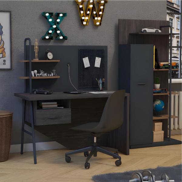 Modern gray wooden desk in an elegant design.