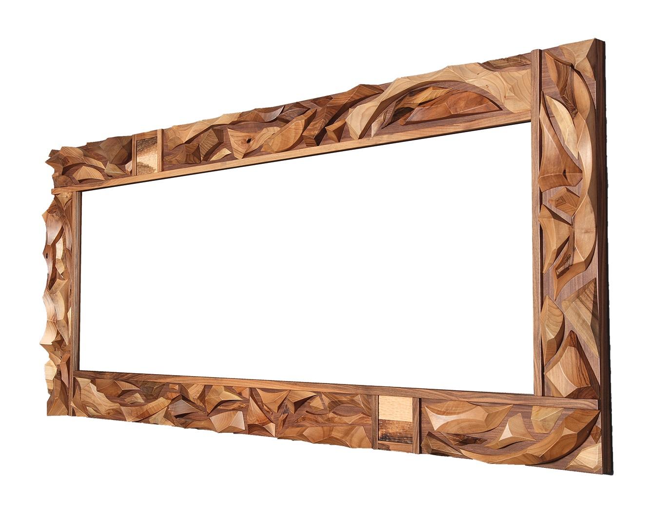 Brown wood and glass mirror in an elegant style for the bedroom.