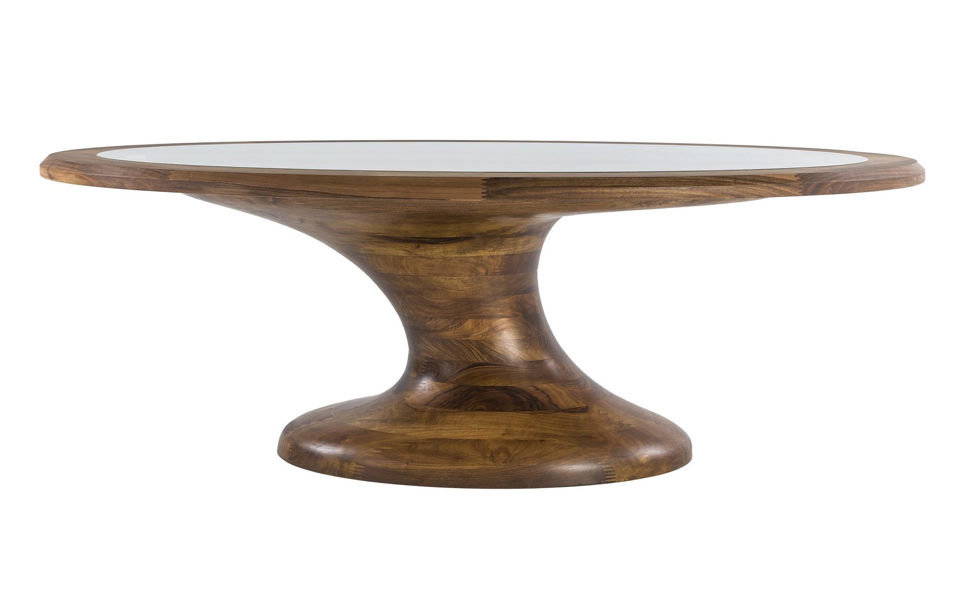 Elegant brown wooden dining table for stylish living spaces.