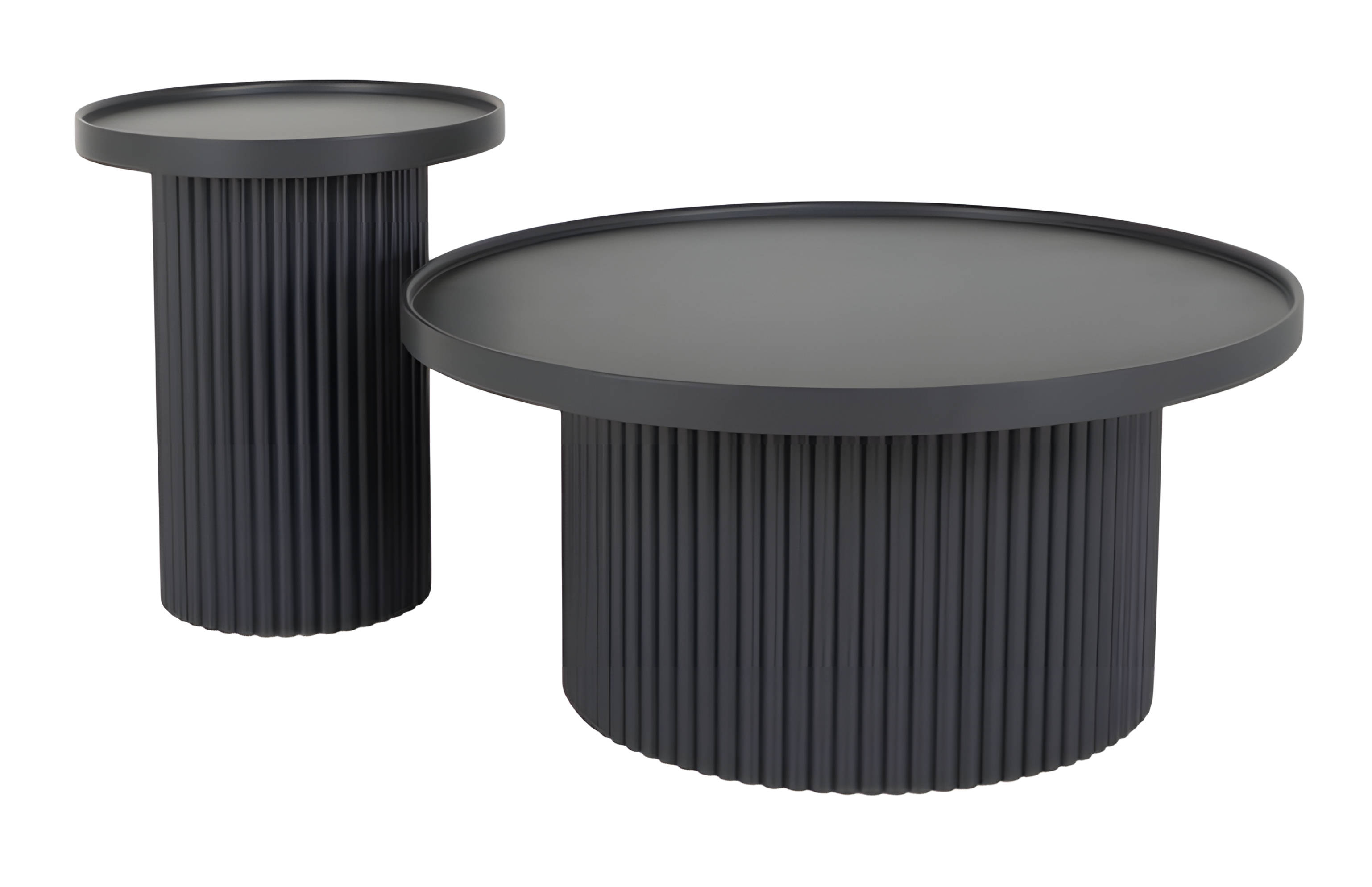 Black wooden coffee table and side table in classic style.