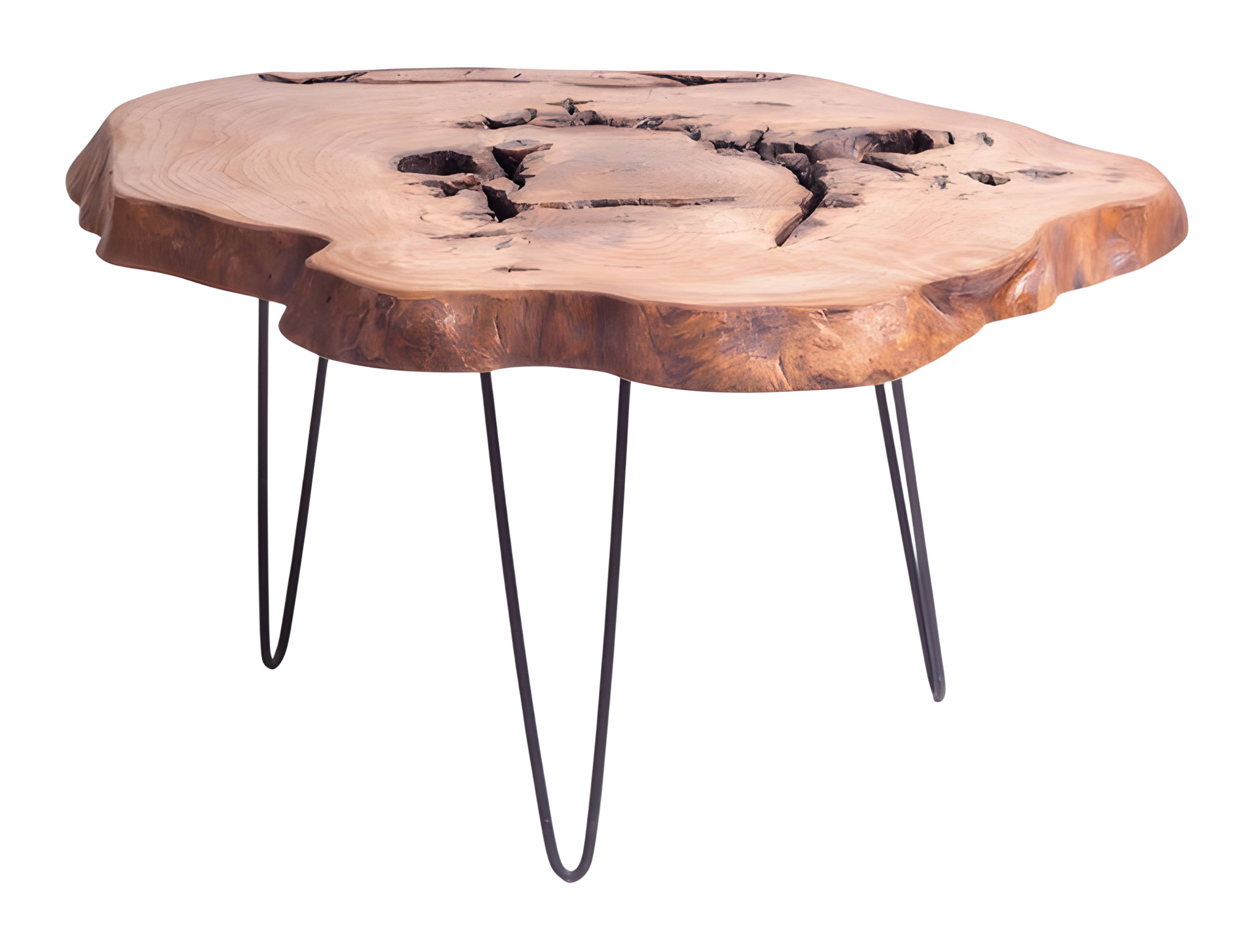 Modern coffee table made of wood in beige.