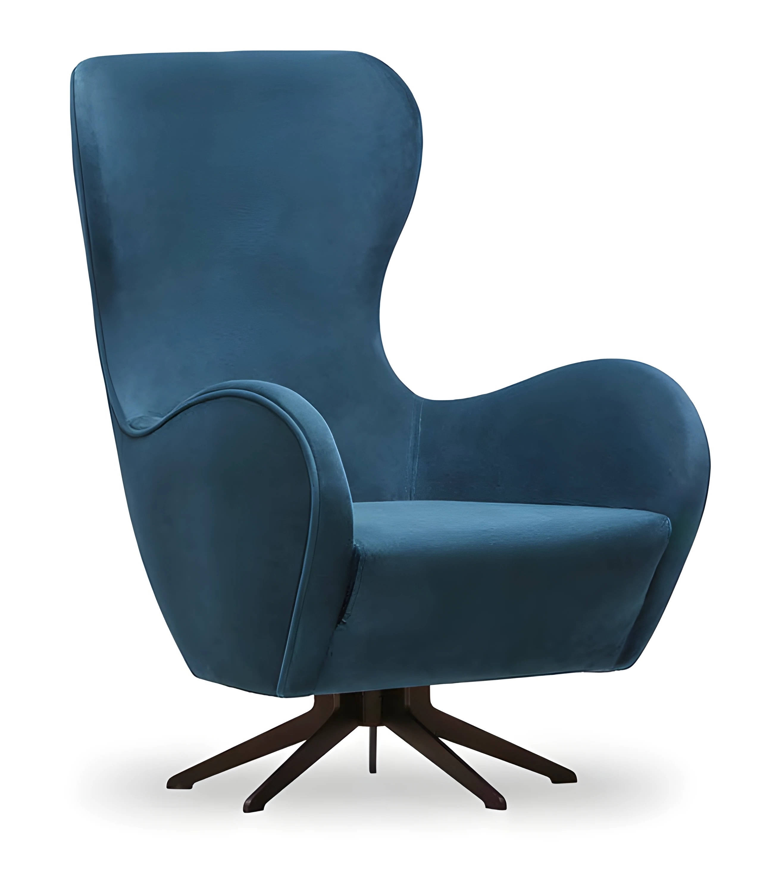 Blue fabric armchair modern elegant with wooden frame
