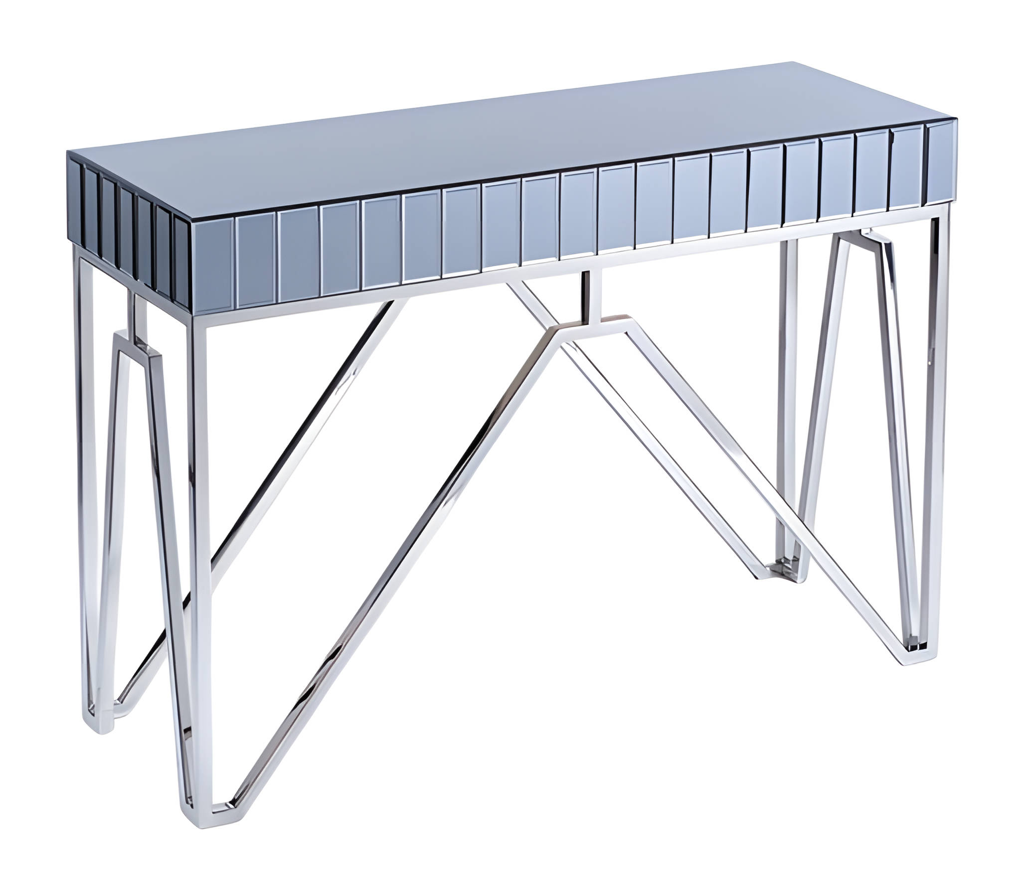 Elegant gray wooden console table, modern and stylish.