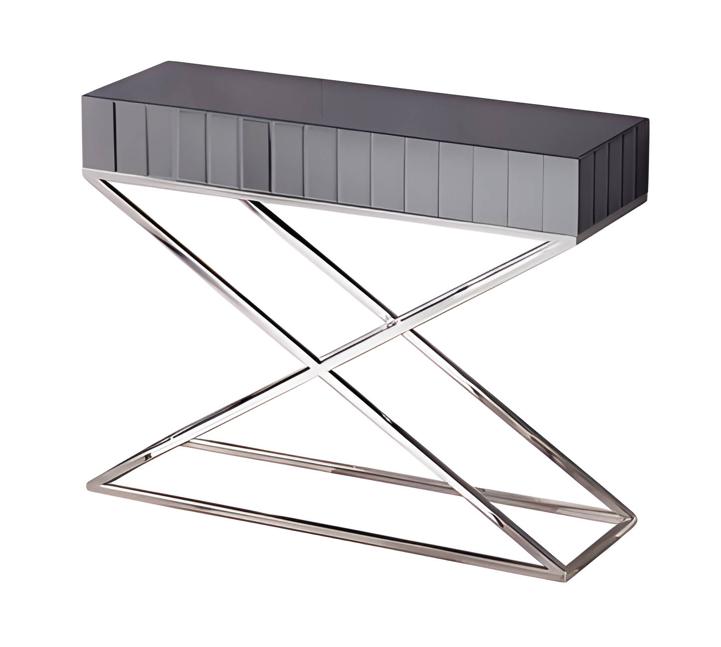 Elegant gray console table made of wood in a modern design.