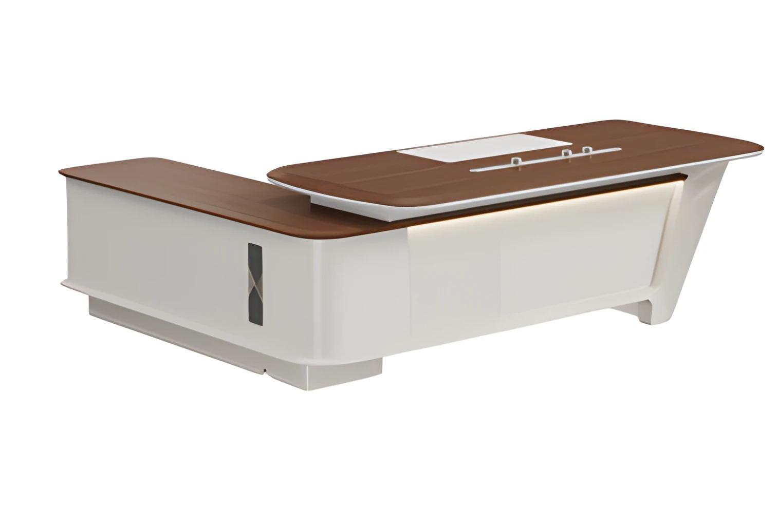 Corner desk office modern wood study futuristic