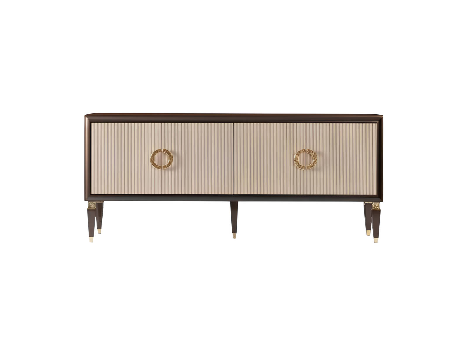 Elegant sideboard with plenty of storage space and exquisite golden accents.