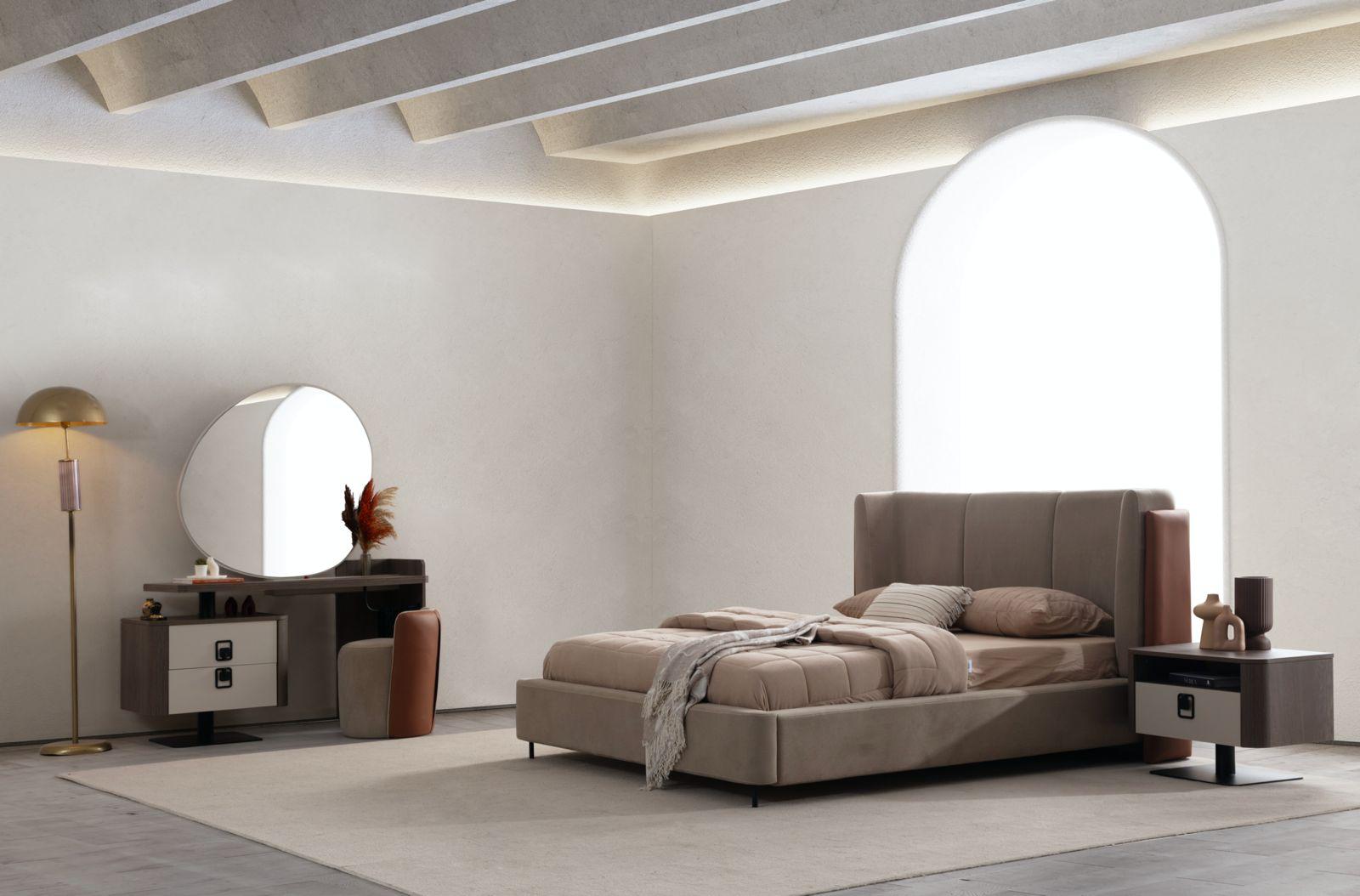 Elegant wooden bedroom set in warm brown