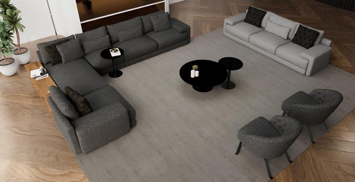 Corner sofa with 2 armchairs in a stylish design, harmonizing design and comfort.