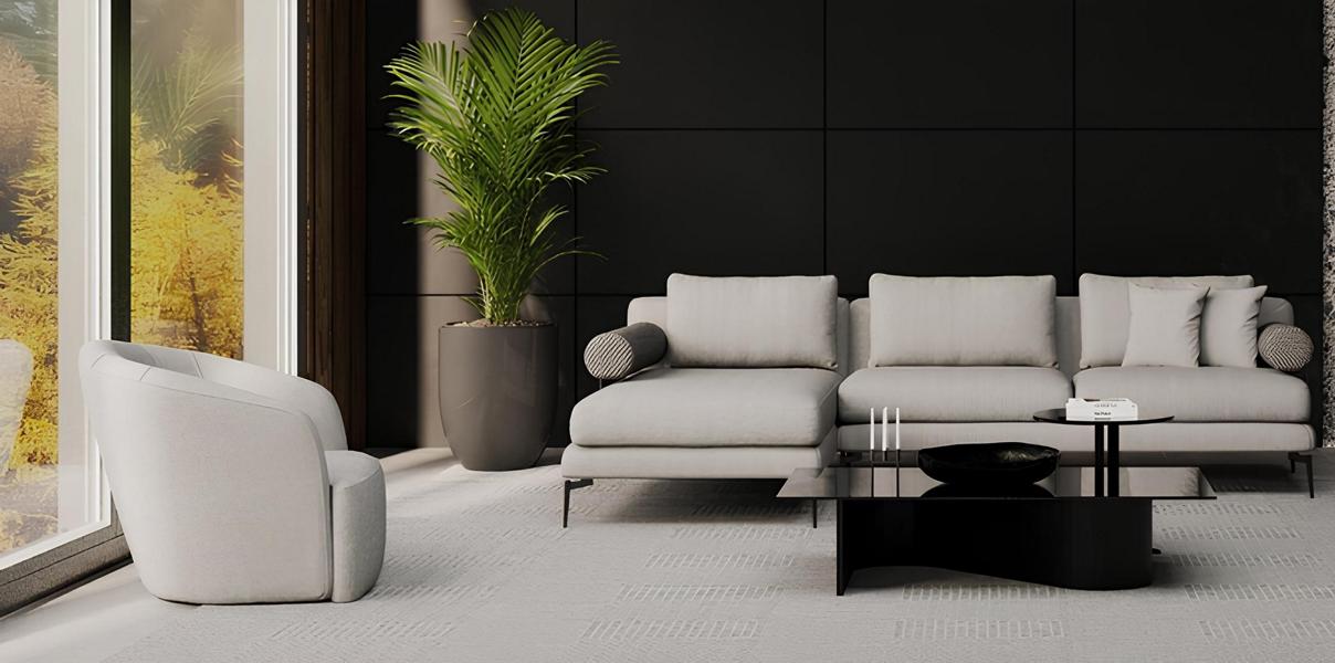 Corner sofa with armchair for the living room: Lines where comfort resides.