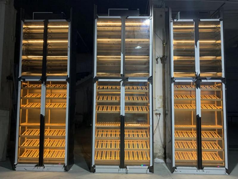 Elegant black wine cabinet made of stainless steel with