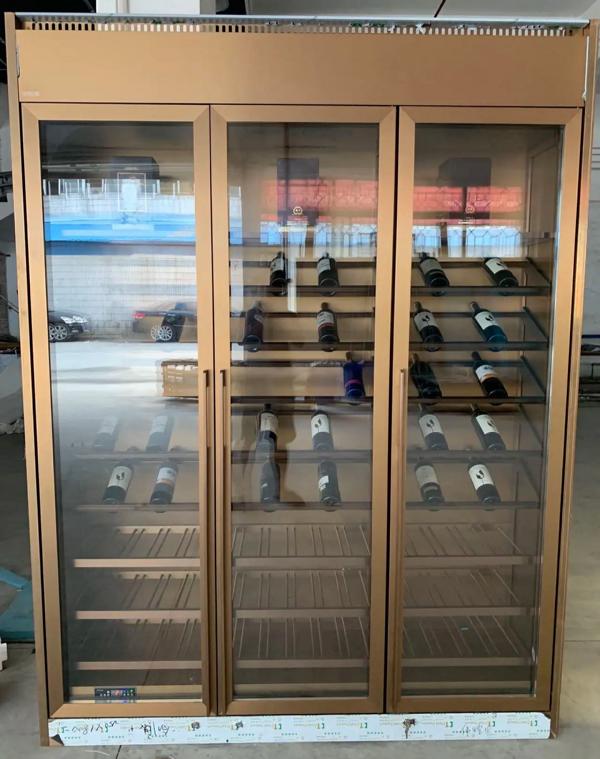 Luxury wine cabinet made of gold with modern design and high quality