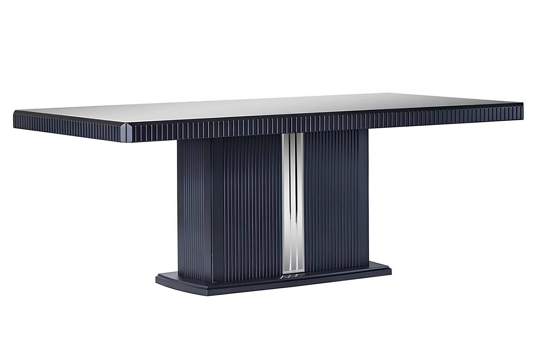Elegant gray wooden dining table in a modern style.