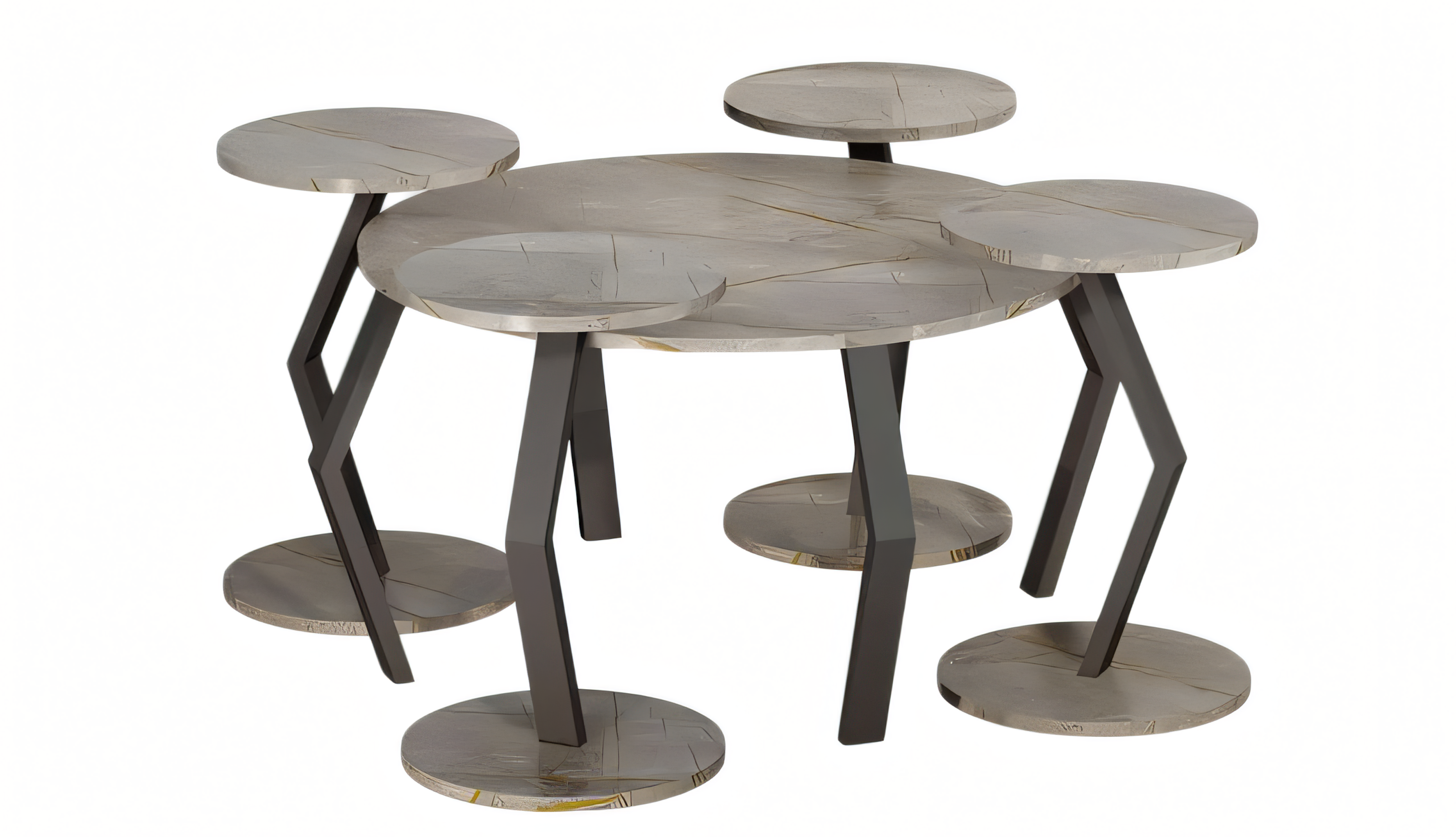 Modern gray wooden dining table with side tables