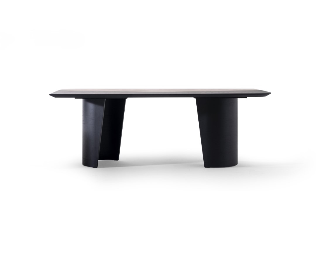 Multicolored wooden dining table in a modern style