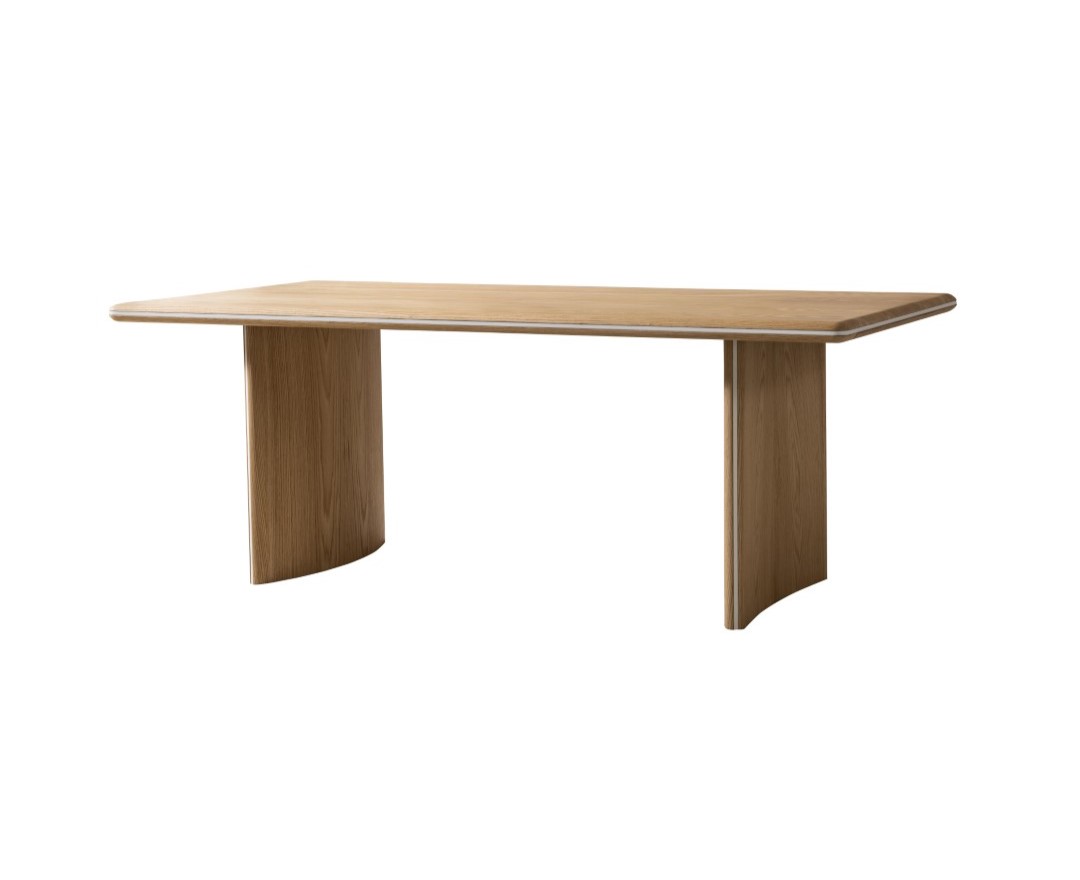 Elegant brown wooden dining table for a modern home.