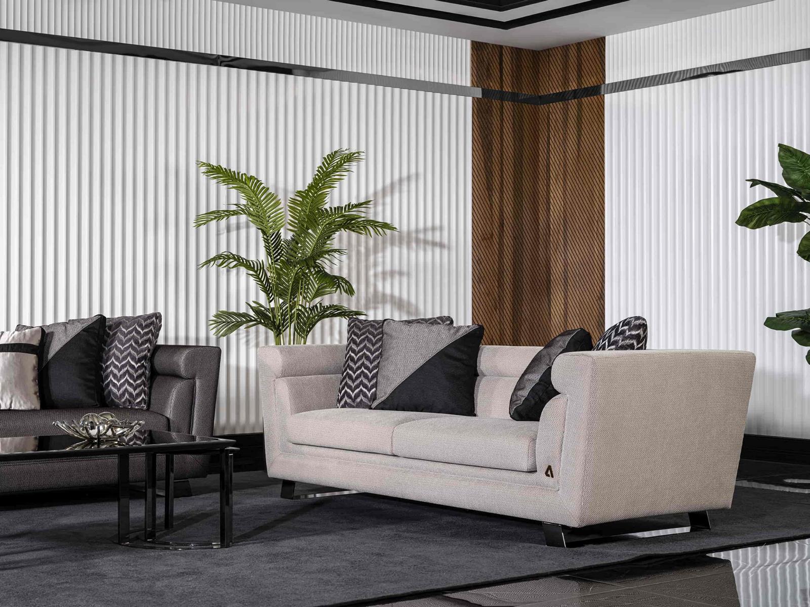 High-Quality Upholstered Sofa Couch Fabric Living Room Design 3-Seater