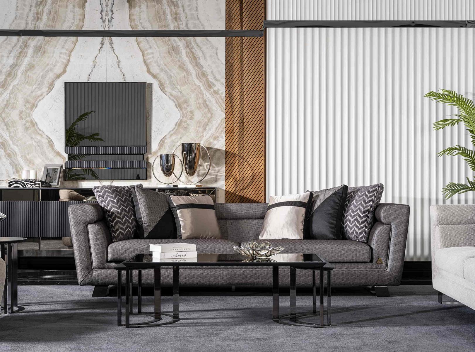 Sofa Couch Fabric Upholstered Couches Living Room Design 4-Seater Gray High Quality