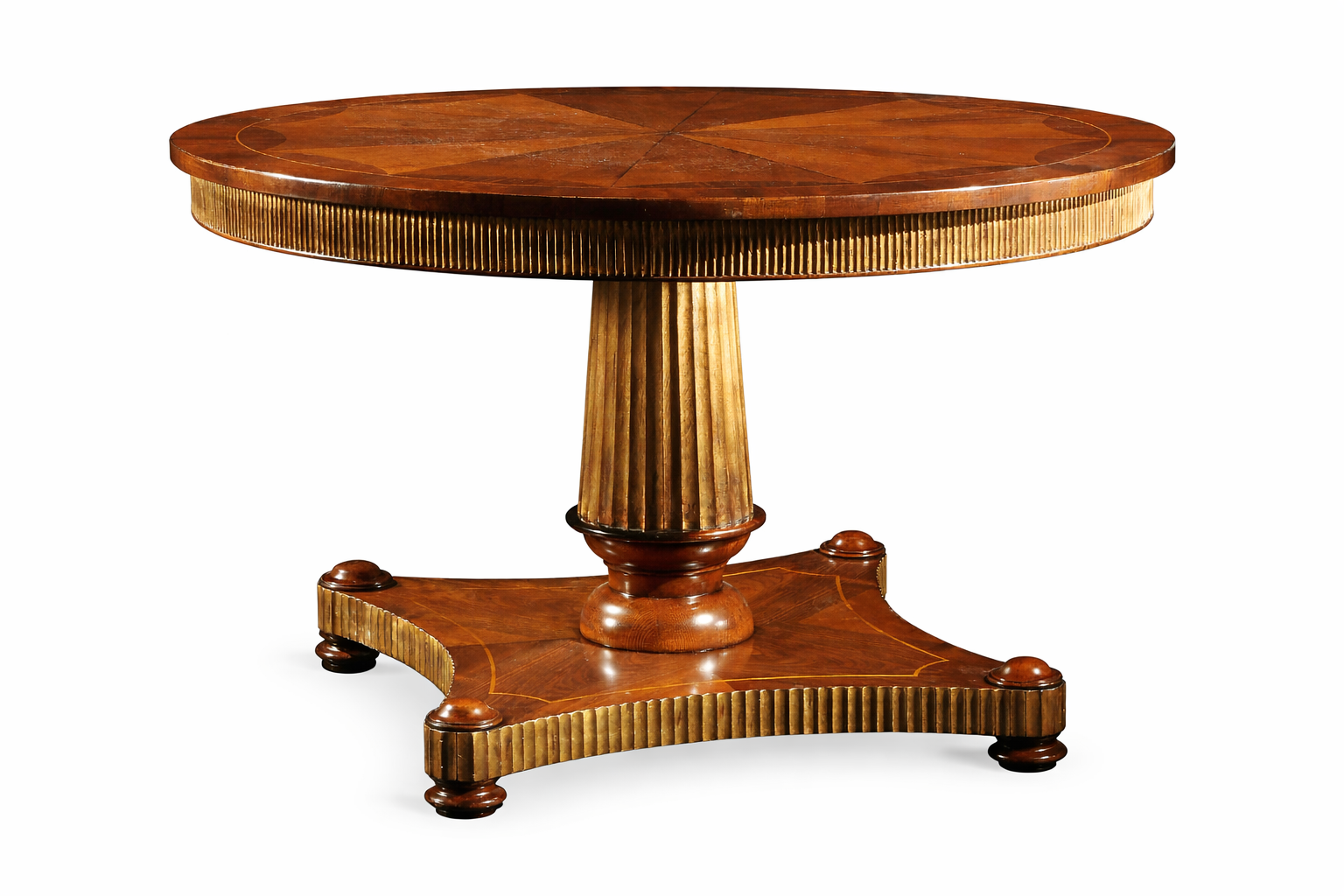 Round Table Neoclassical Style Brown Color Dining Table Wooden Table