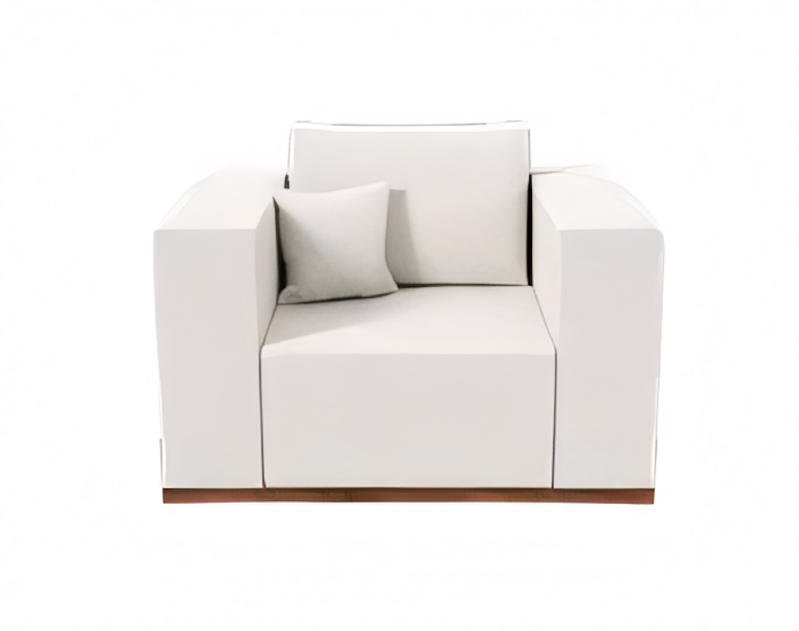 Comfortable white upholstered armchair living room single seater relaxation armchair