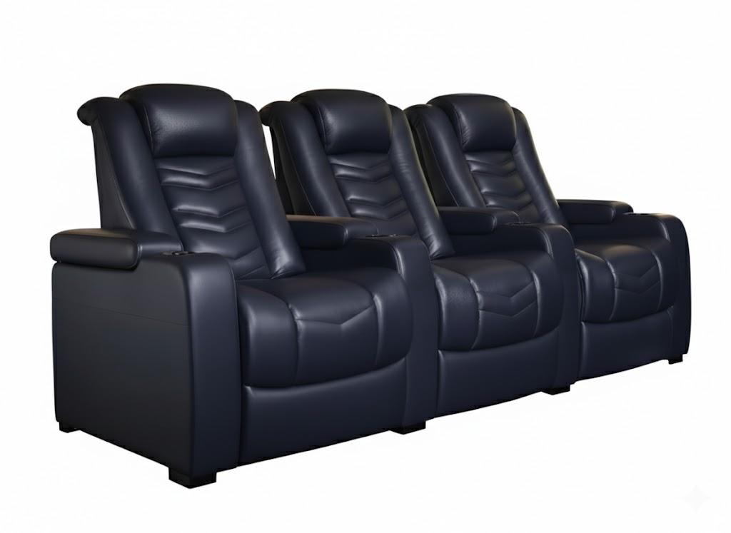3-seater armchair modern style leather upholstered armchair with cup holders