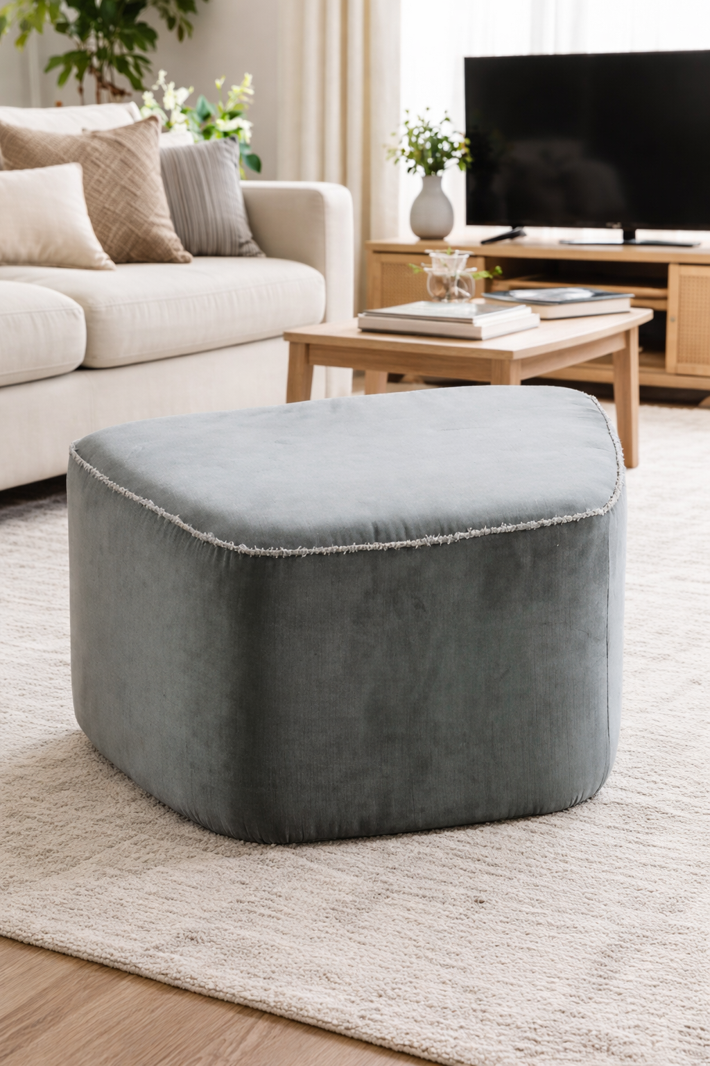 Gray upholstered stool living room side stool textile stool furniture