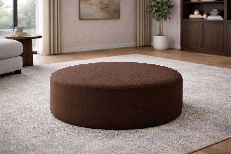 Brown round stool upholstered stool living room textile footstool furniture