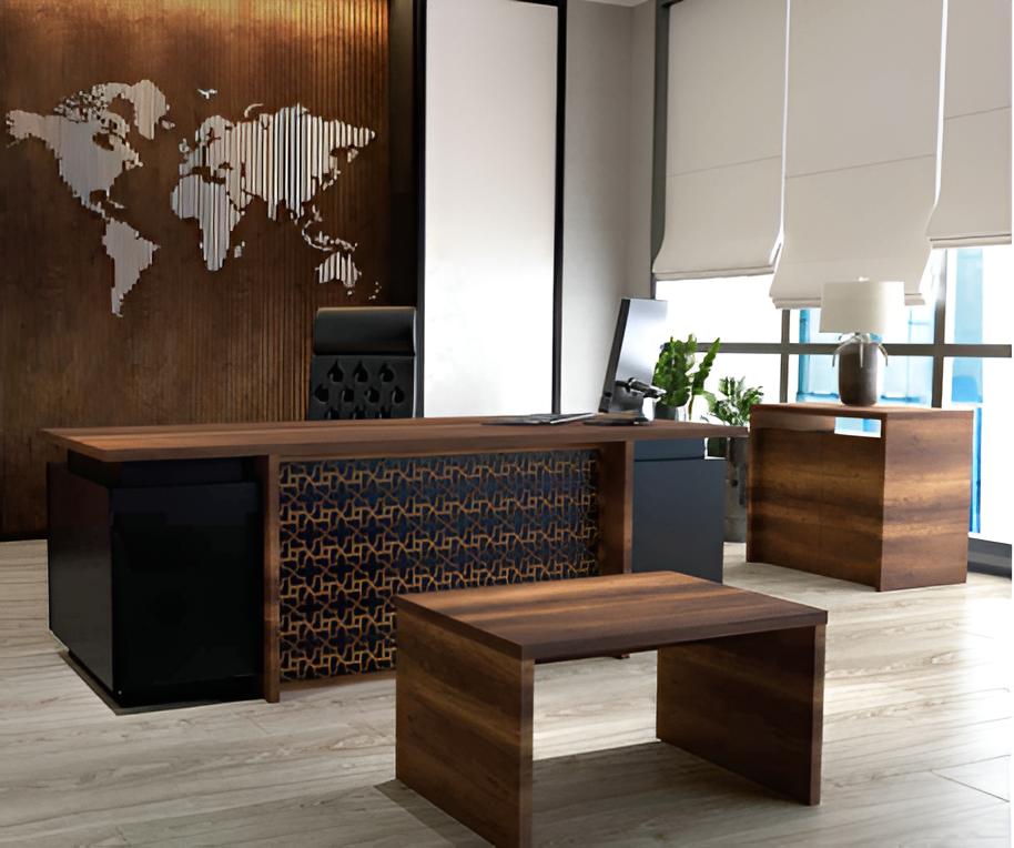 Study set color brown, black modern design material wood
