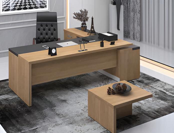Elegant Study Set Modern Style Wooden Frame Light Brown, Black