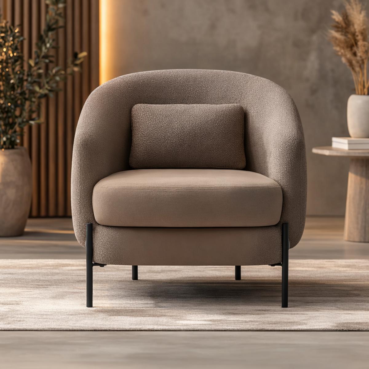 Brown Relax Chair Living Room Upholstered Chair Soft Armrests Furniture