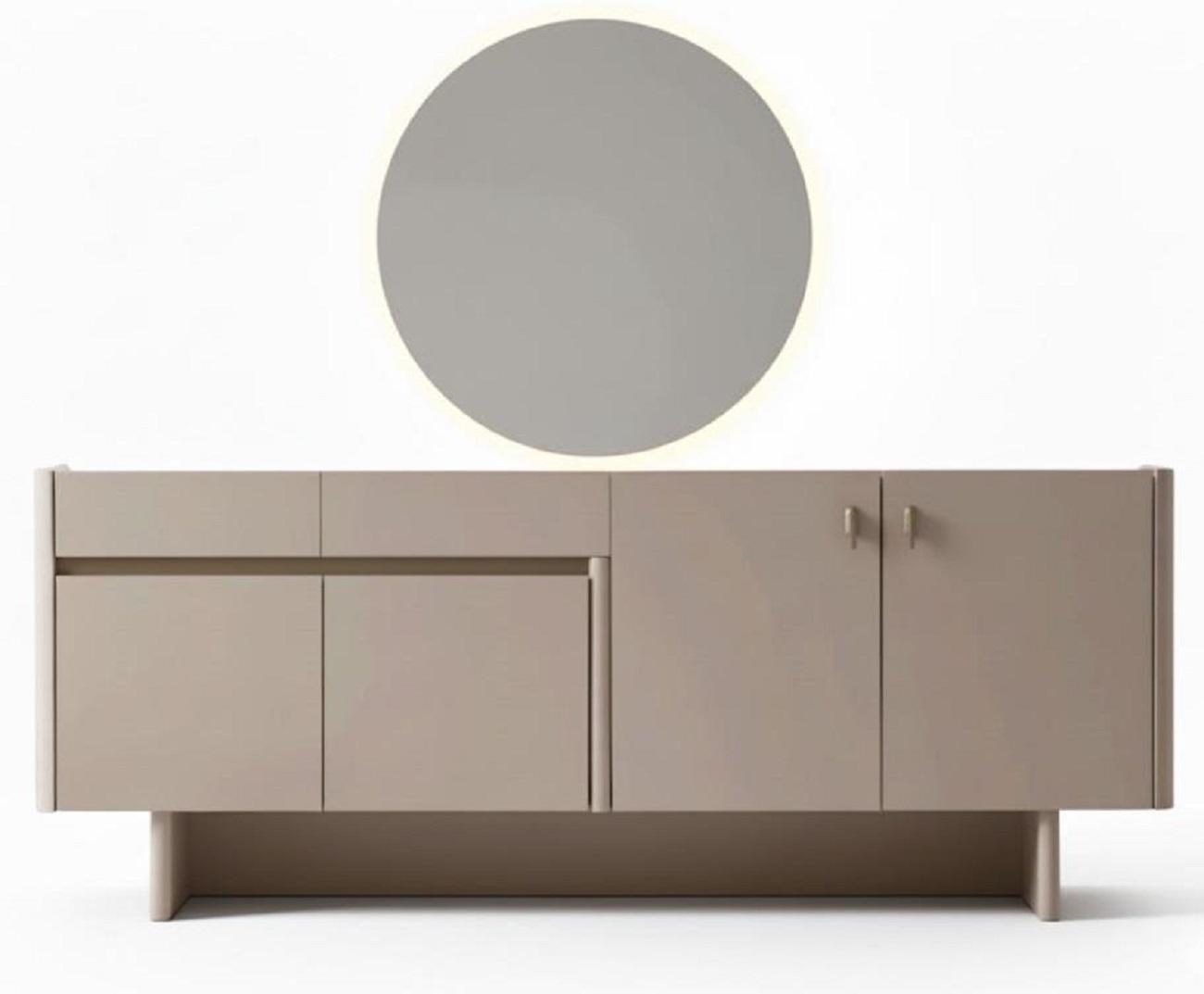 Modern beige console with round mirror furniture for the bedroom