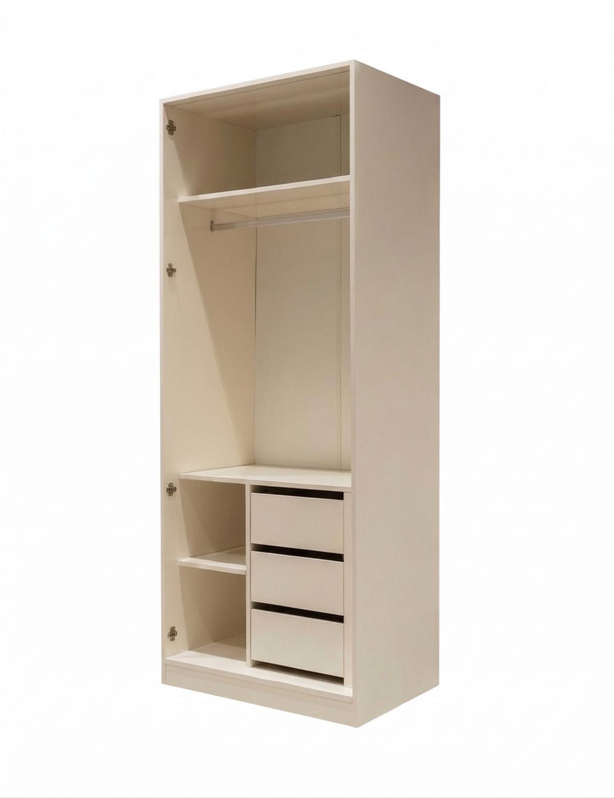 2-door wardrobe with drawers beige modern style functional