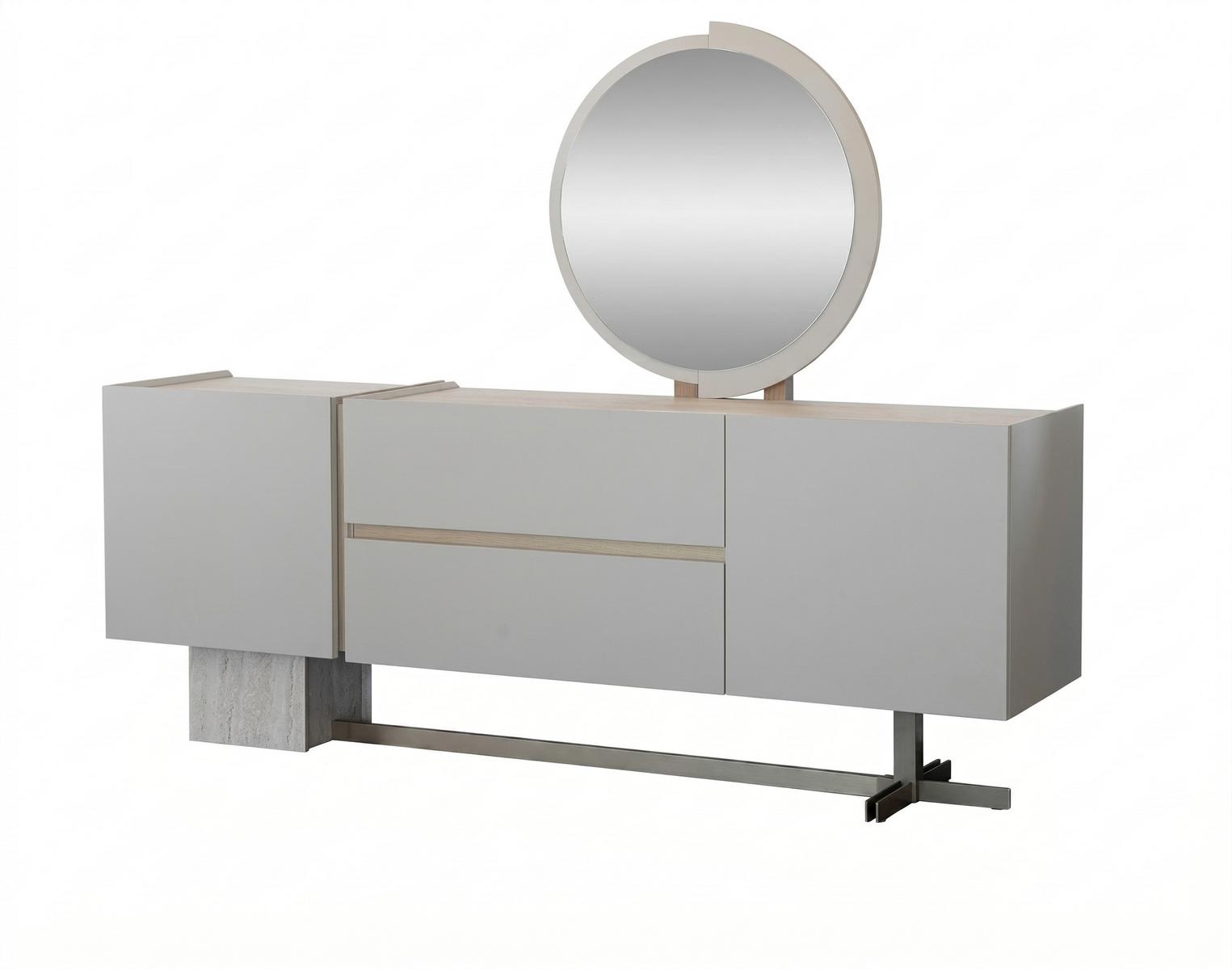 Dining Room Set Console Mirror Modern Style Brown Gray Functional