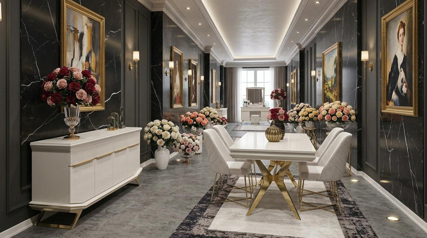 Dining table console living room style modern color white new rectangular