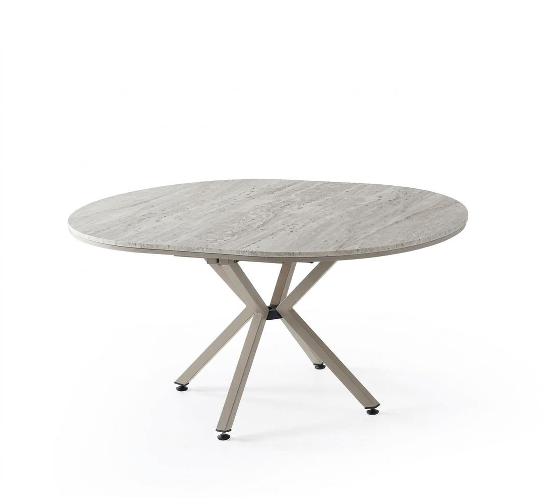 Dining table marble comfortable modern extendable beige round spacious