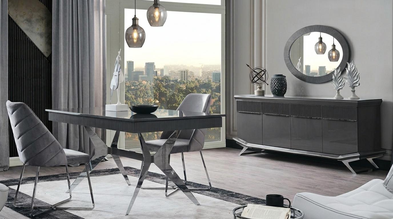 Table console mirror living room style modern color gray new rectangular