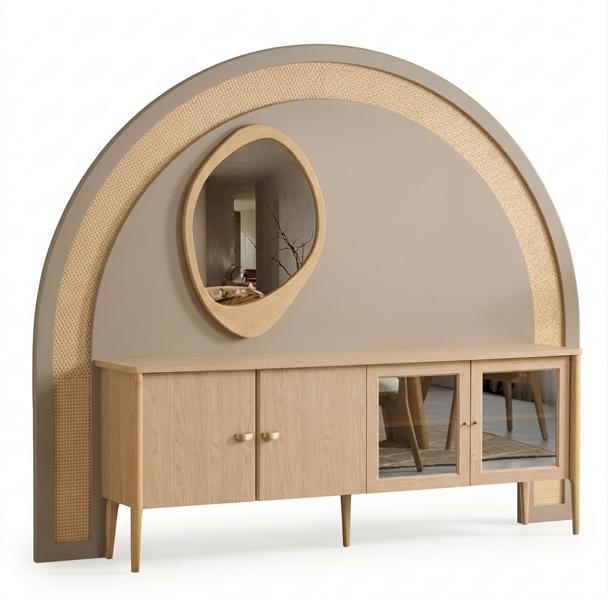 Console mirror comfortable spacious beautiful beige modern new