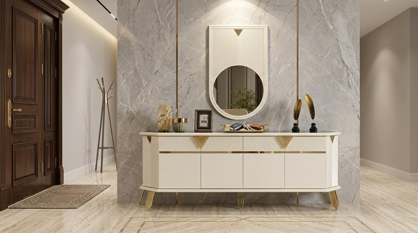 Console mirror living room style modern color beige new practical comfortable