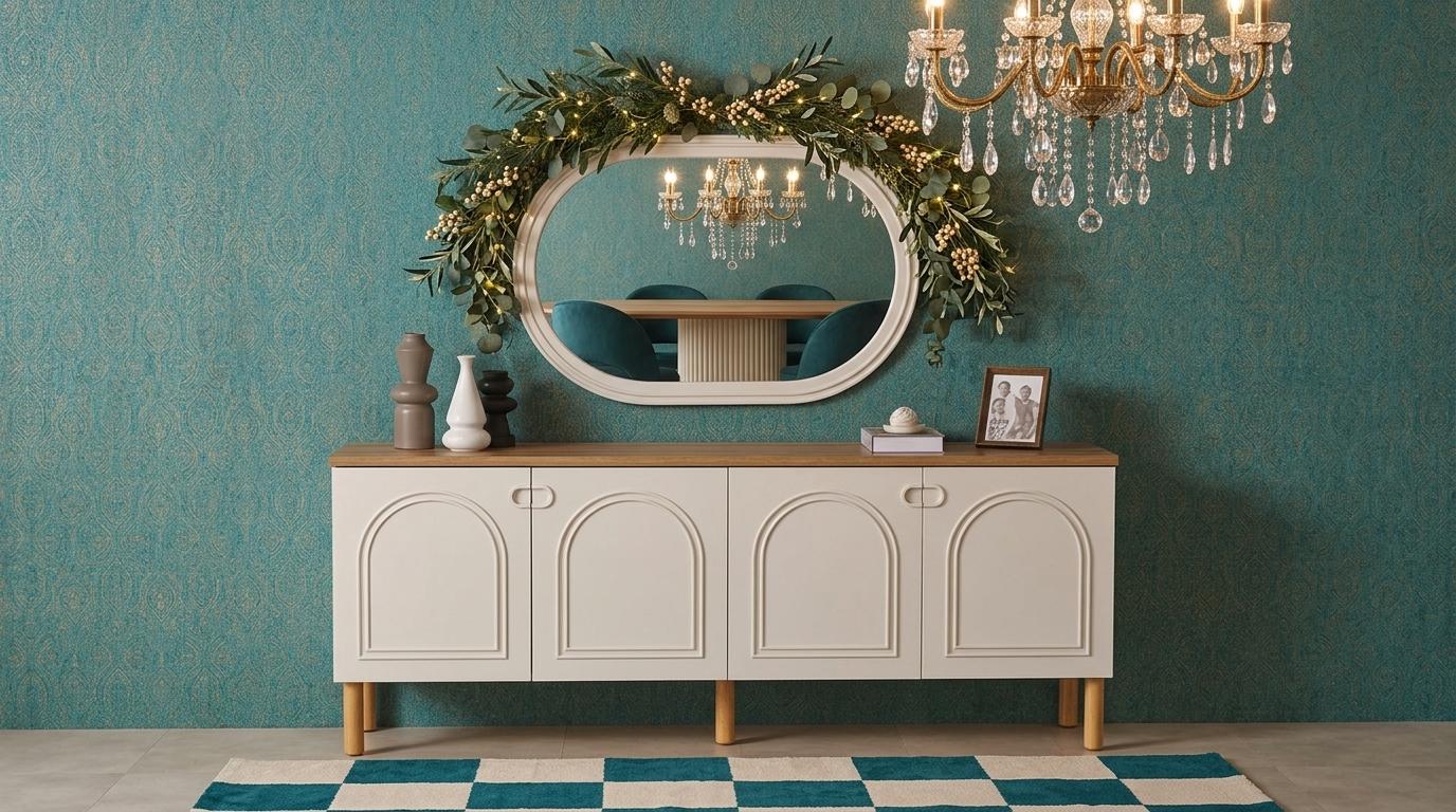 Console mirror living room style modern beige comfortable practical sideboard