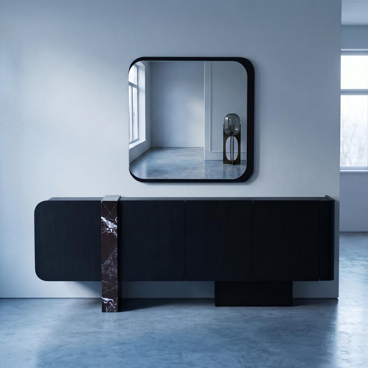 Design Console Mirror Set Modern Black Exclusive Living Room