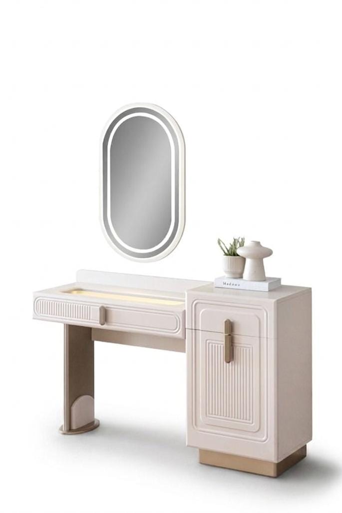 Dressing table beige modern LED mirror luxury dressing table design new