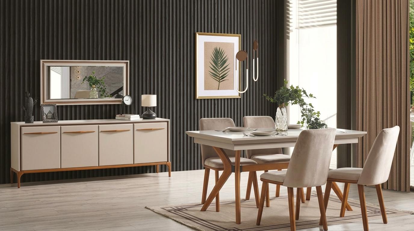 Table console mirror living room style modern color beige rectangular